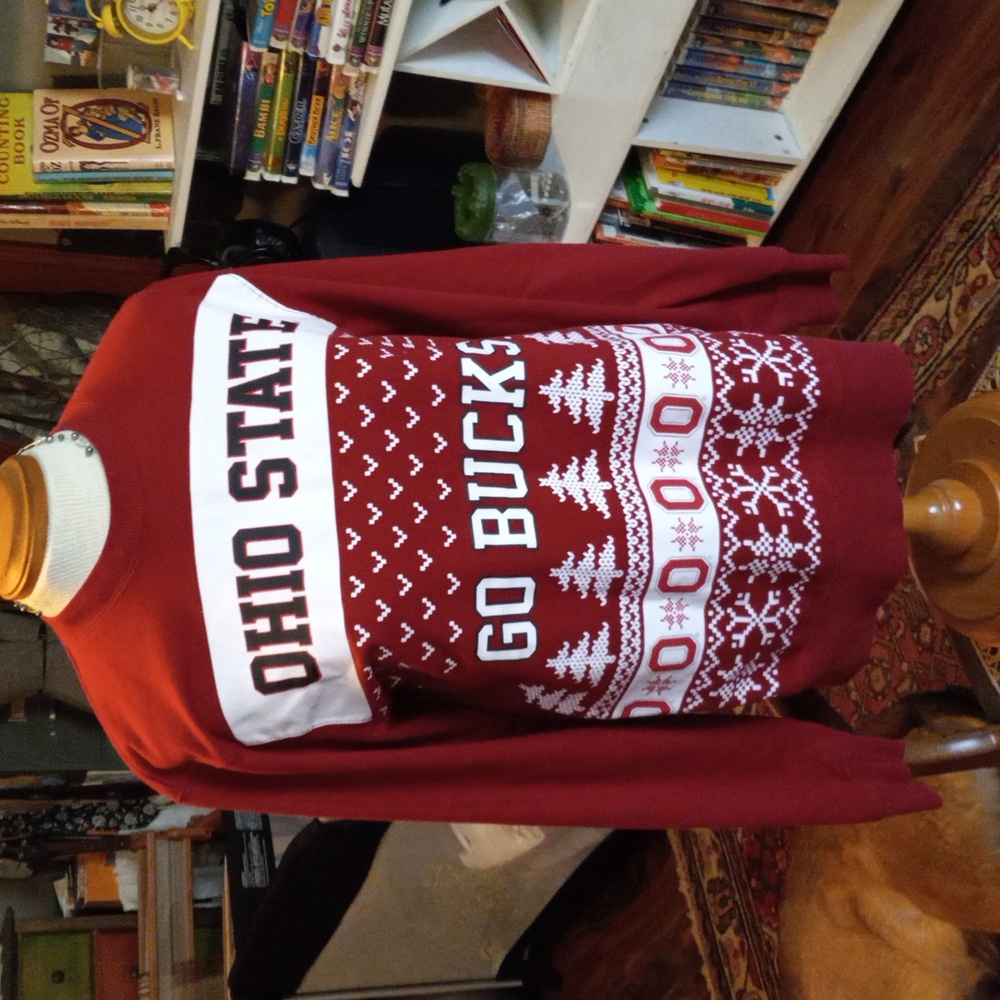 Ohio State Buckeyes Christmas Print Lightweight Sweatshirt by Recycled Karma
